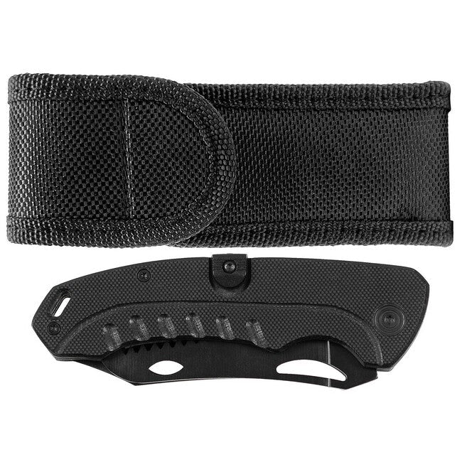 Fox Outdoor Jack cuțit cu o mână 2 în 1, negru, mâner G10