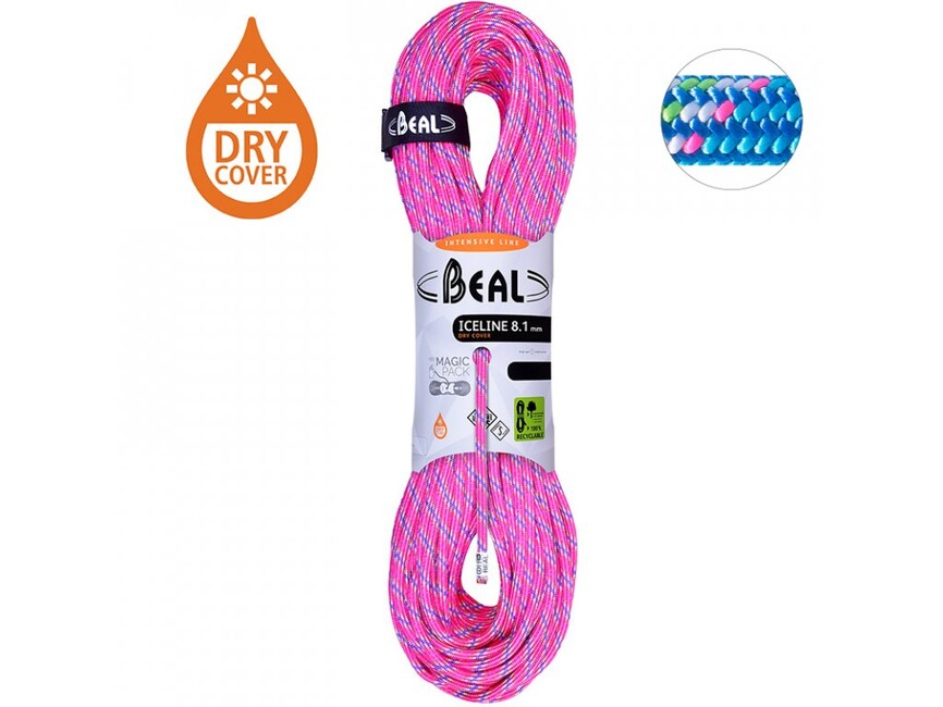 BEAL Ice Line Unicore coardă jumătate 8,1 mm 2 × 60 m, fuchsia / albastră