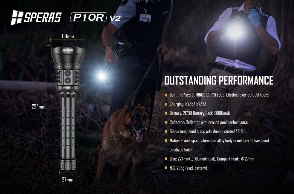 Speras P10R V2 lanternă LED reîncărcabilă 10000LM
