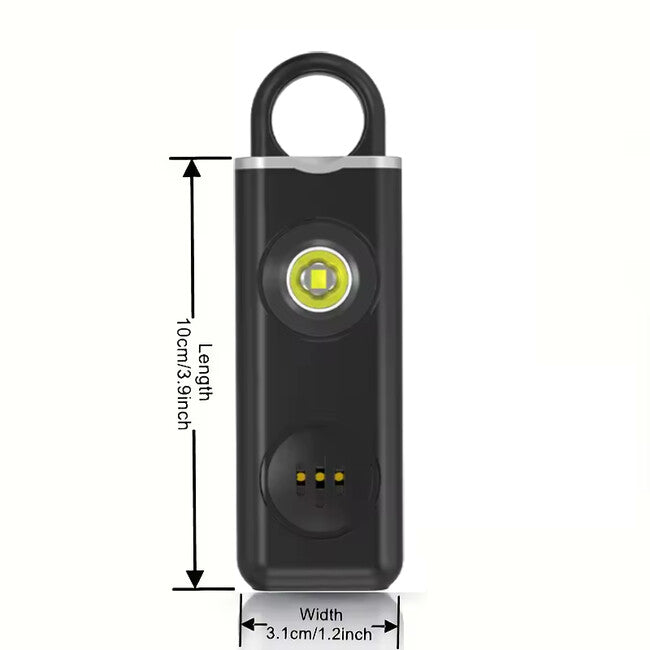W&G SHIELD SOS alarmă personală cu LED și inel de tragere detașabil, negru