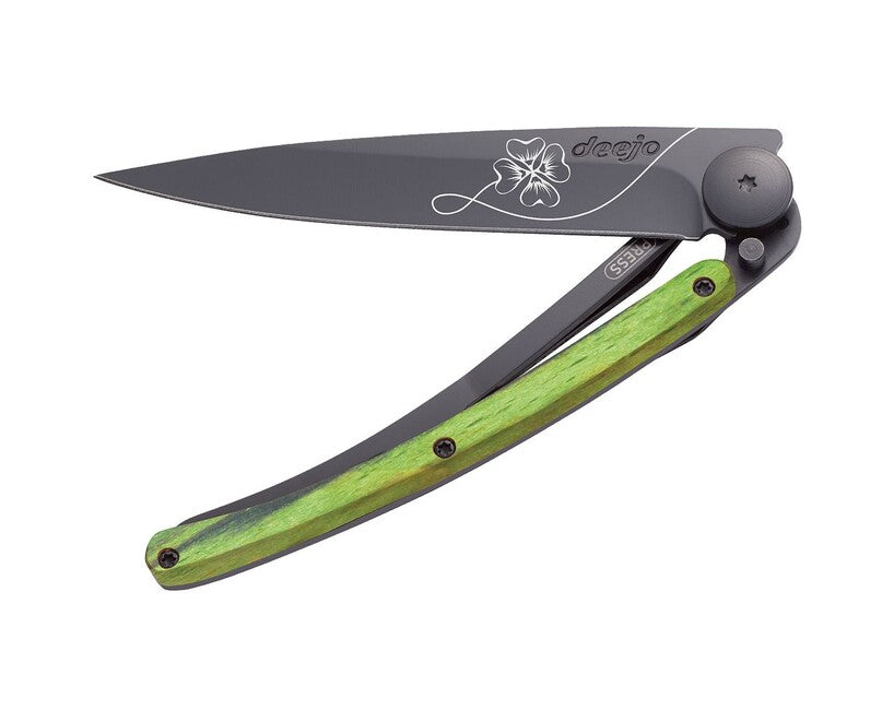 Deejo Tattoo briceag Black green beech, Lucky Charm
