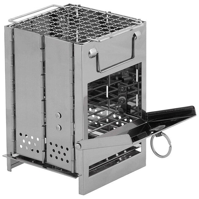 Fox Outdoor grill de călătorie pliabil cu grătar din oțel inoxidabil
