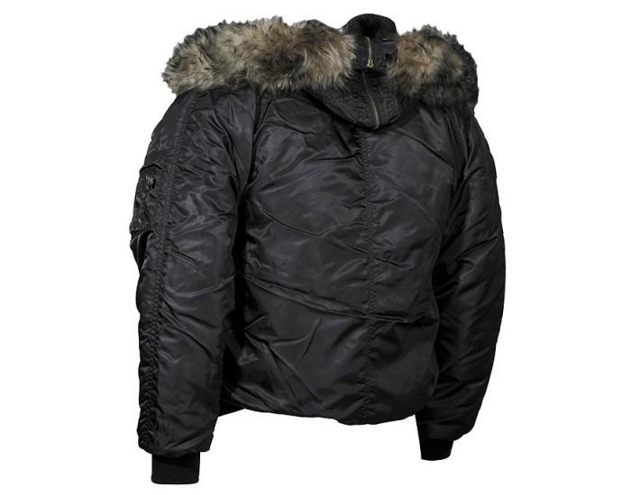 MFH geacă bomber N2B din nylon cu blană, neagră