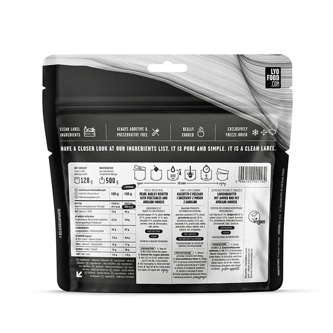 LYOfood Risotto din grâu cu lentile și avocado 500g