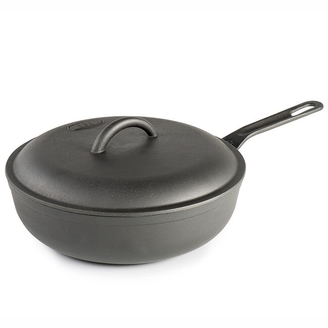 GSI Outdoors Guidecast tigaie din fontă adâncă cu capac Frying Deep, 254 mm