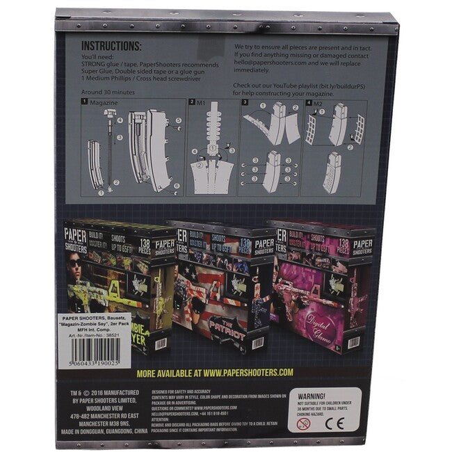 PAPER SHOOTERS Set pliabil de armă încărcător Zombie, 2 pachete