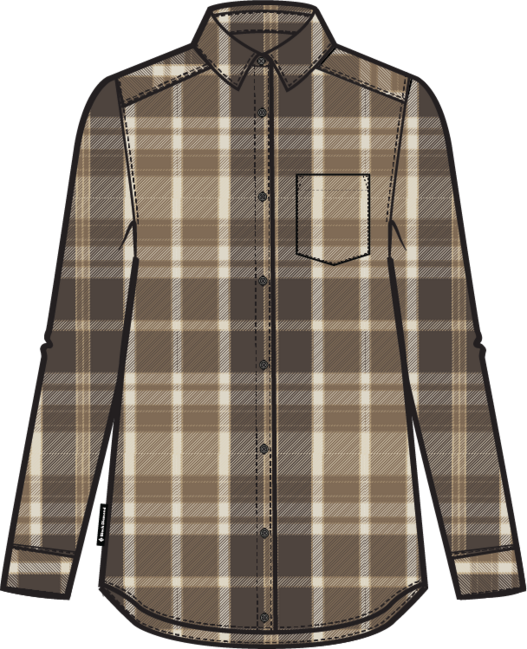 Black Diamond Project Heavy Flannel cămașă din flanelă pentru femei, bark brown-off white plaid