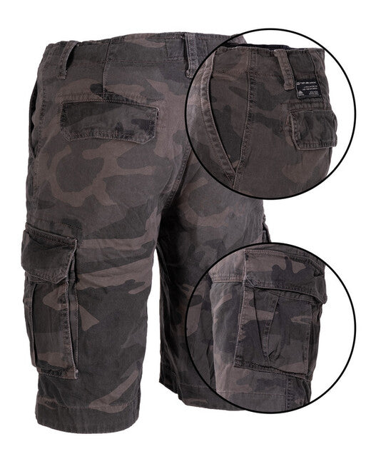 Mil-Tec VINTAGE pantaloni scurți bumbac prespălat, dark camo
