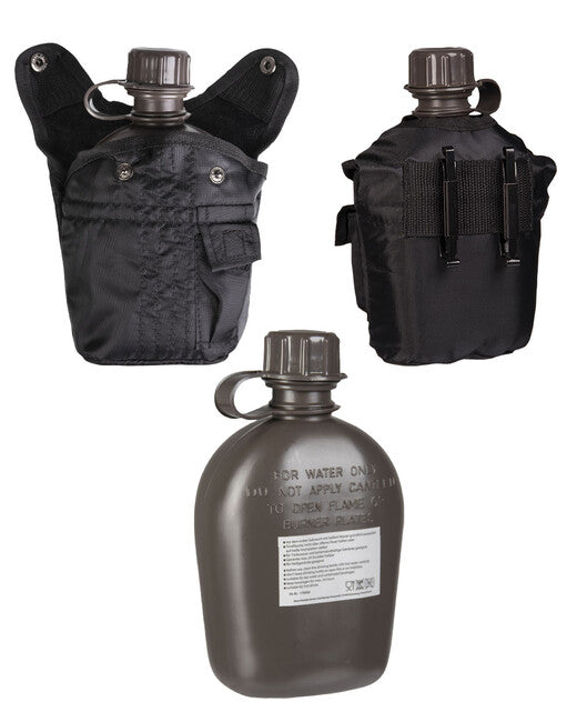Mil-Tec US IMPORT ploscă cu husă 1l, neagră
