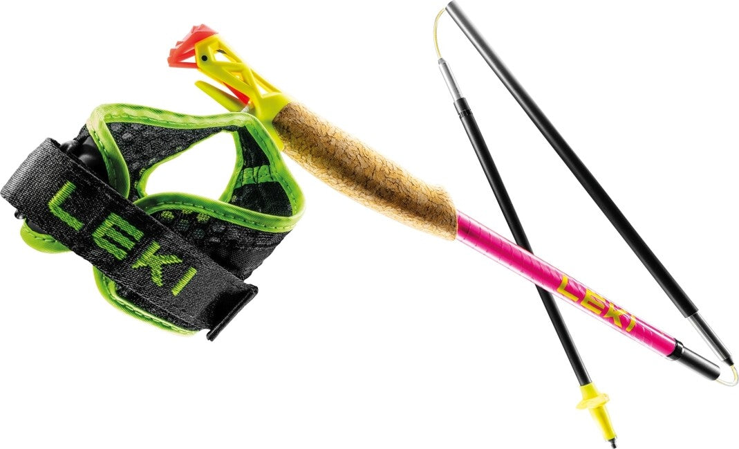 LEKI Ultratrail FX.One Superlite Trail Running bețe, roz neon - galben neon - carbon natural
