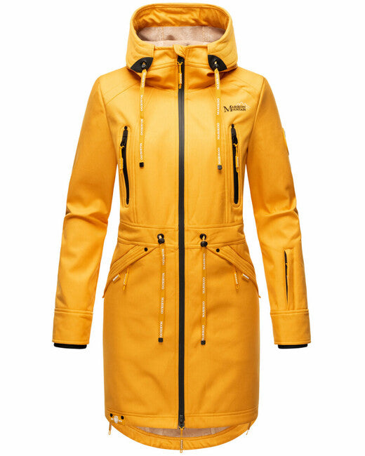 Marikoo Racquelle geacă softshell pentru femei cu glugă, amber yellow