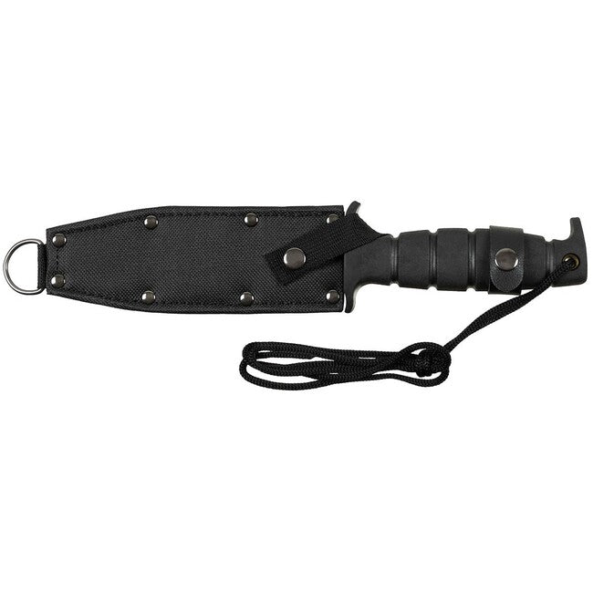 Fox Outdoor Pilot cuțit, negru, mâner din cauciuc, cu teacă