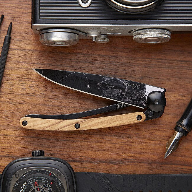 Deejo Tattoo briceag black olive wood Trout