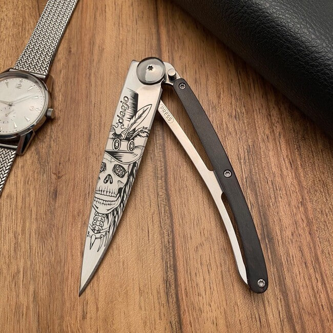 Deejo Tattoo Mirror briceag ebony wood Dandy Skull
