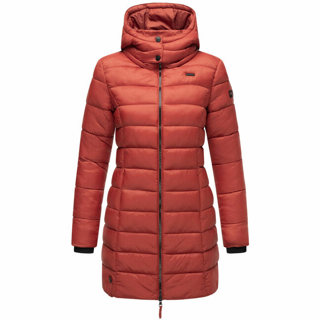 Marikoo ABENDSTERNCHEN palton piquat pentru femei cu glugă, Terracotta