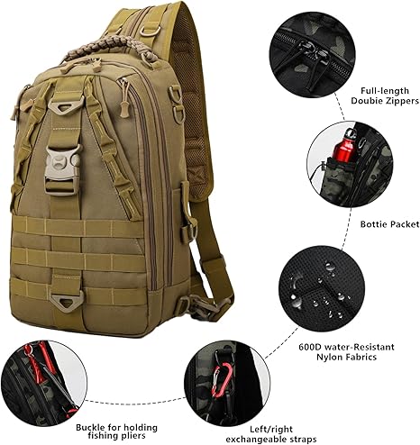 DRAGOWA TACTICAL Charlie rucsac cu o singură bretea 20 L, khaki