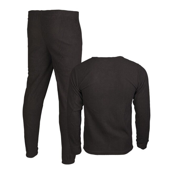 Mil-Tec set fleece de lenjerie intimă cu decolteu rotund, negru