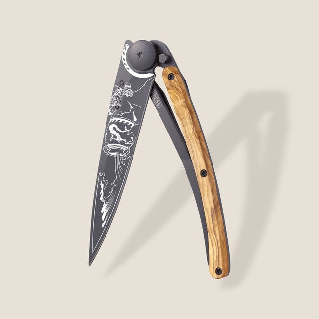 Deejo Tattoo briceag Black olive wood Aquarius