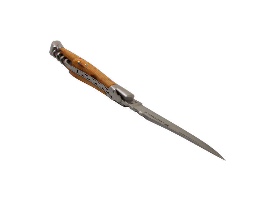 Laguiole DUB073 briceag oțel carbon cu tirbușon mâner ienupăr, lamă 12cm