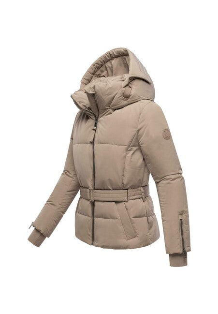 Marikoo Aleyna16 geacă de iarnă pentru femei cu glugă, taupe grey