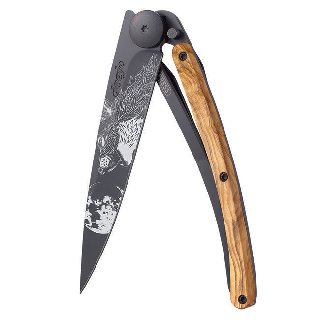 Deejo Black tattoo briceag howling olive wood
