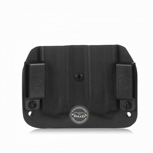 Falco Kydex Vertical holster F902 2021 pentru două încărcătoare compatibil cu încărcătoarele Glock 19, negru stânga