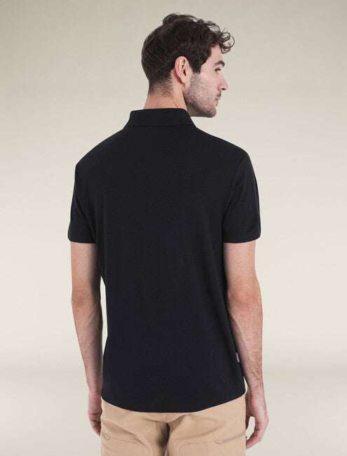 Icebreaker 150 Tech Lite III Merino tricou polo pentru bărbați cu mânecă scurtă, negru