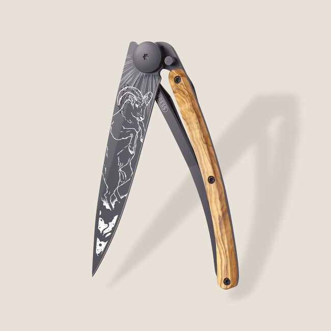 Deejo Tattoo briceag Black olive wood Aries