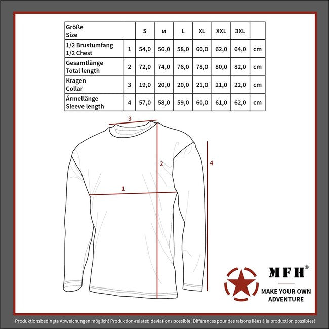 MFH tricou cu mânecă lungă americană, negru, 170 g/m²