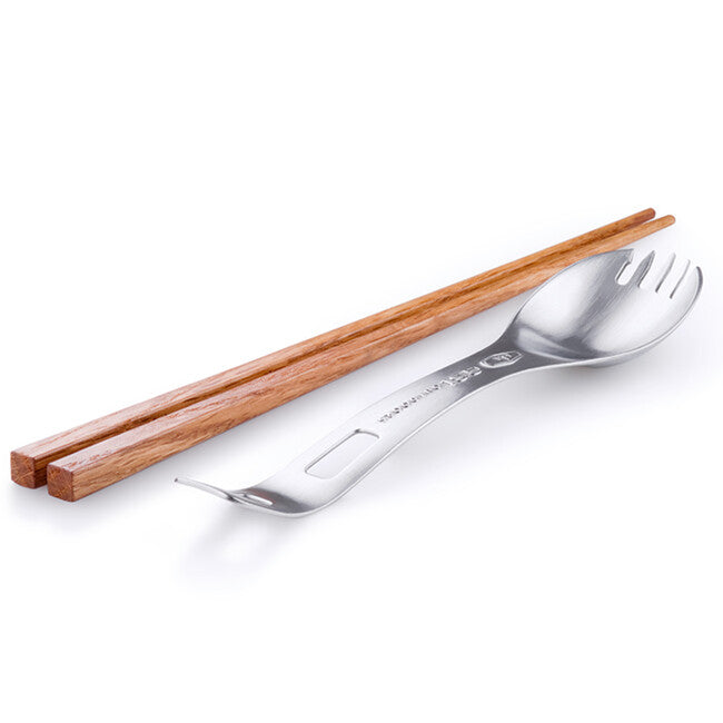 GSI Outdoors Glacier spork din oțel inoxidabil cu bețe din lemn