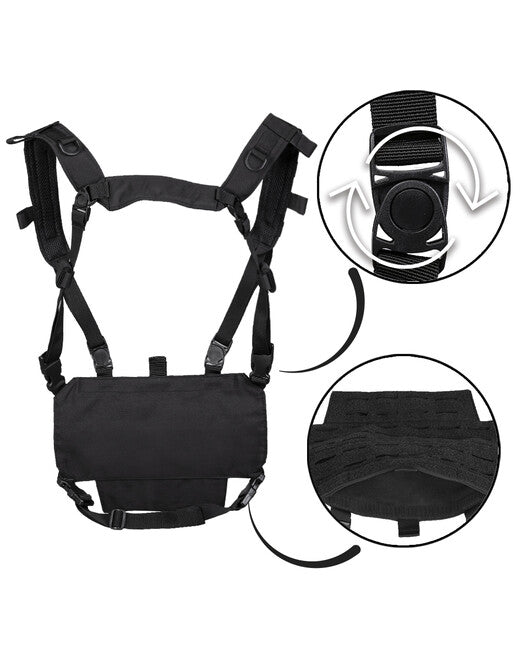 Mil-Tec CHEST RIG vestă tactică ușoară cu panou LASER, neagră