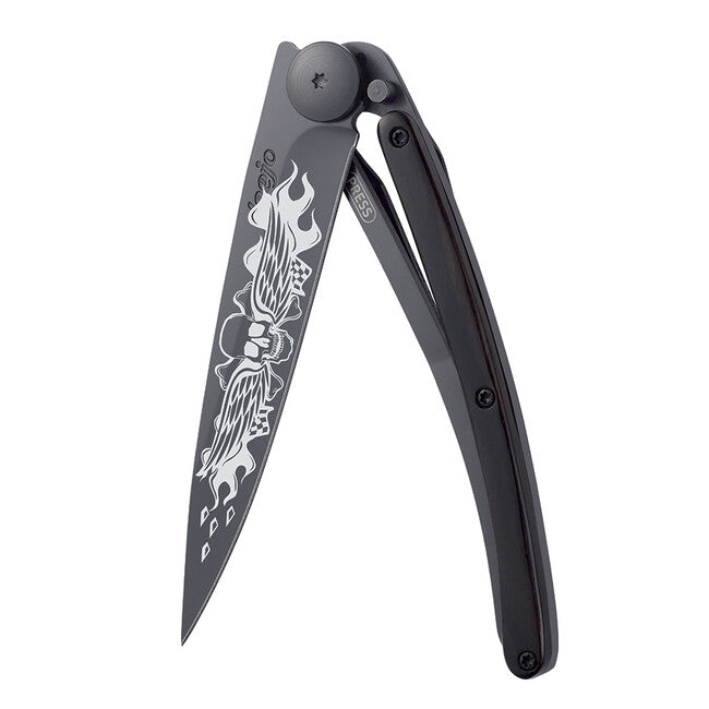 Deejo Tattoo briceag Biker Angels, black ebony wood