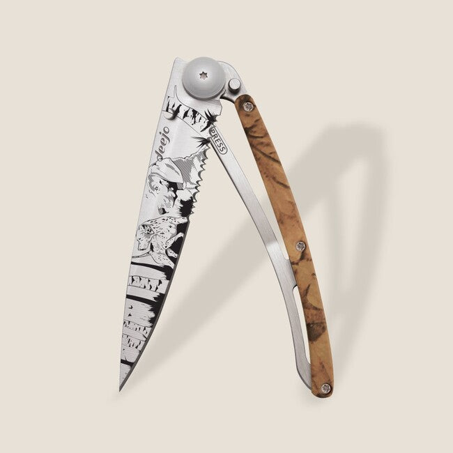 Deejo Tattoo briceag Serration, brown camo Hunting Day
