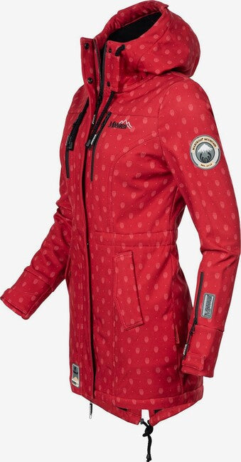 Marikoo ZIMTZICKE P geacă softshell pentru femei de iarnă cu glugă, Red w. P
