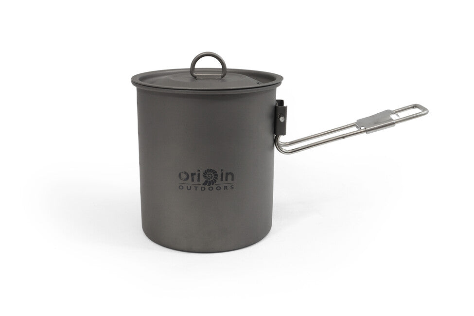 Origin Outdoors Titanium oală de trekking din titan/cană cu gură de turnare și mâner rabatabil Camping Pot, 750 ml