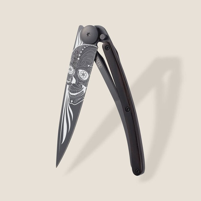 Deejo Latino Skull briceag Black tattoo biker ebony wood