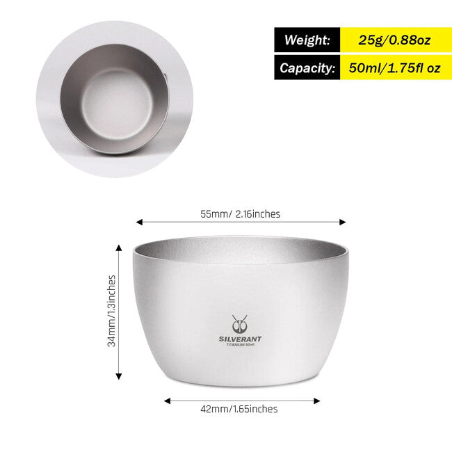 Silverant pahar din titan cu pereți dubli 50 ml, manechin