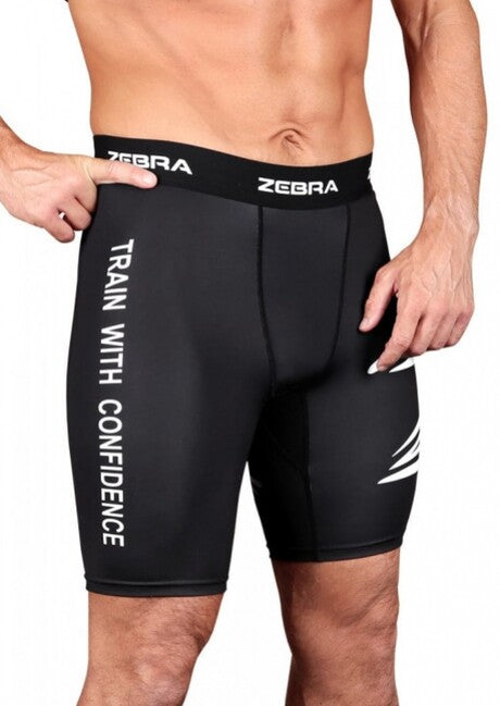 Zebra pantaloni scurți de compresie, negri