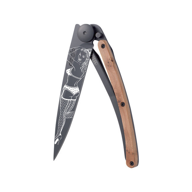 Deejo Tattoo briceag Black juniper wood Pin up
