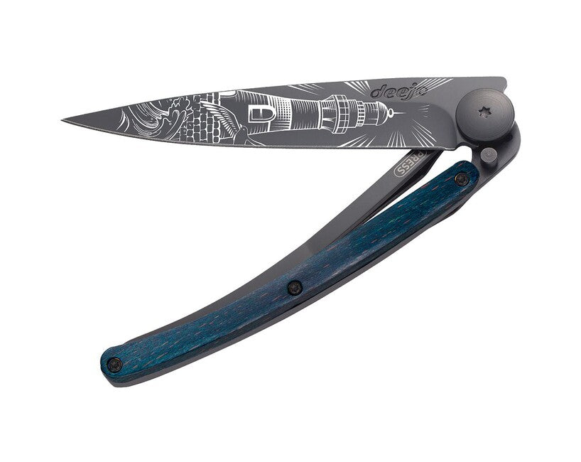 Deejo Tattoo briceag Black blue beech Lighthouse