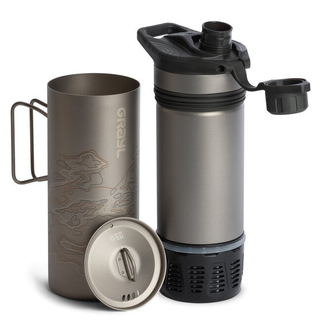 GRAYL GeoPress™ Titanium Purifier sticlă de filtrare + capac de gătit, Covert Black