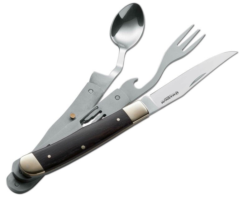 BÖKER® Magnum Bon Appetite set de tacâmuri de camping pliabil, lemn Pakka