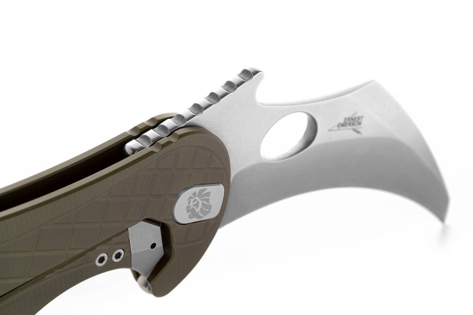 Lionsteel L.E. ONE 1 A GS cuțit tip KARAMBIT Green/stone washed dezvoltat în colaborare Emerson Design