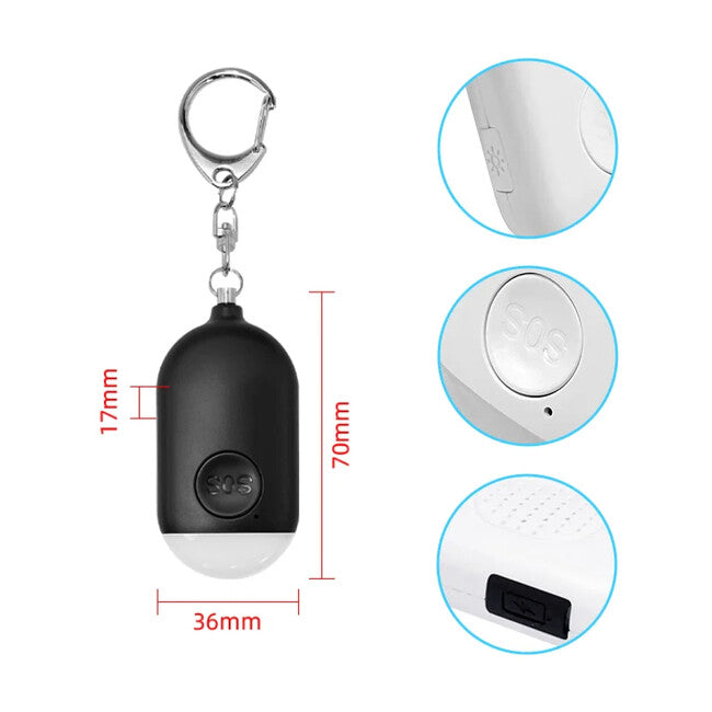 W&G SHIELD SOS alarmă personală etanșă cu LED și buton de activare, negru