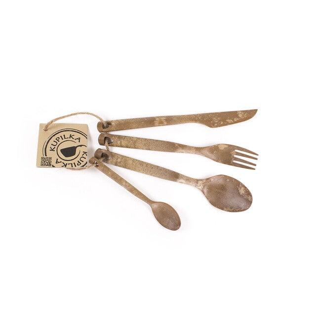 Kupilka CUTLERY tacâmuri de camping în ambalaj, maro