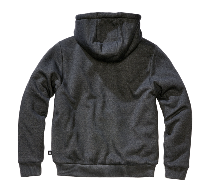 Brandit Sweatjacket hanorac pentru bărbați cu căptușeală caldă Teddylining, negru melange
