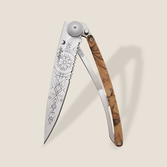 Deejo Tattoo briceag Serration, brown camo Viking Vegvisir