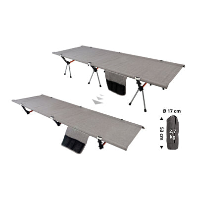 BasicNature pat de camping ridicat, 190 cm, gri