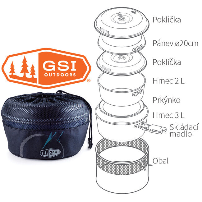 GSI Outdoors Bugaboo Ceramic Base Camper set de camping cu oale Medium 2+3 l