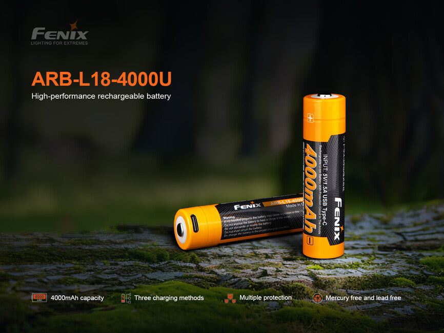 Fenix 18650 baterie USB-C reîncărcabilă 4000 mAh (Li-Ion)